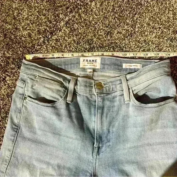 Frame Le High Skinny Distressed Stretch Jeans In Rush Women's Size 28 - Picture 10 of 14